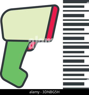 Strichcode Scanner Icon Vektor Illustration Design Vorlagen einfaches und modernes Konzept, isoliert auf weißem Hintergrund Stock Vektor