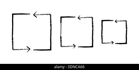 Quadratische Pfeilpfade, die auf den linken Grinde-Design-Elementsatz zeigen Stock Vektor