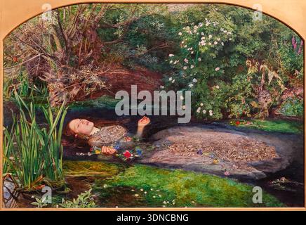 Ophelia, John Everett Millais, 1851–1852, Öl auf Leinwand, Tate Britain, National Gallery of British Art, London, England Stockfoto