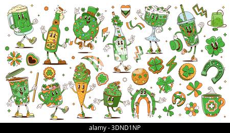 Cartoon-groovige Hippie-Figuren von St. Patrick's Day Stock Vektor