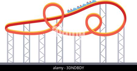 Cartoon-Symbol der Achterbahn. Vergnügungspark Fahrt isoliert auf weißem Hintergrund Stock Vektor