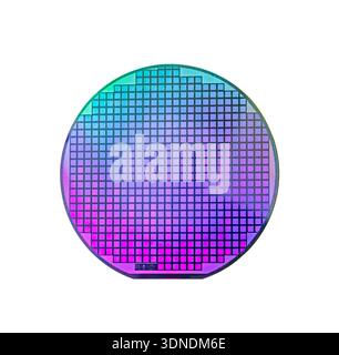 Bunte Halbleiter-Wafer-Scheibe aus Silizium Stockfoto