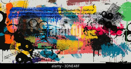 Handgezeichnetes Öl auf Leinwand mit bunten Pinselstrichen. Abstrakte moderne Kunst mit ausdrucksstarken strukturierten, mehrschichtigen Pinselstrichen. Stock Vektor