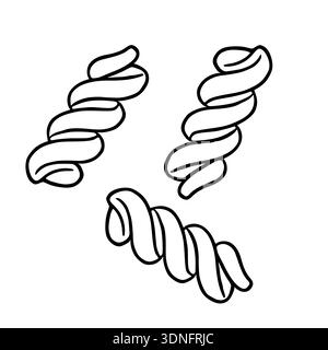 Fusilli Pasta Vektor Illustration, italienische Lebensmittel Ikone, einfache Line Art Stock Vektor