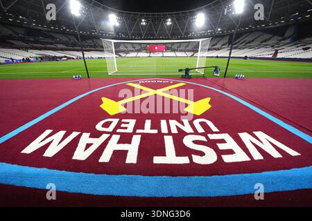 Ein allgemeiner Blick vom Inneren des Stadions vor dem Spiel der Premier League im London Stadium. Bilddatum: Dienstag, 10. Februar 2026. Stockfoto