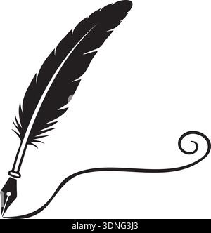 Elegante schwarze Federlinie Illustration für kreatives Design Stock Vektor