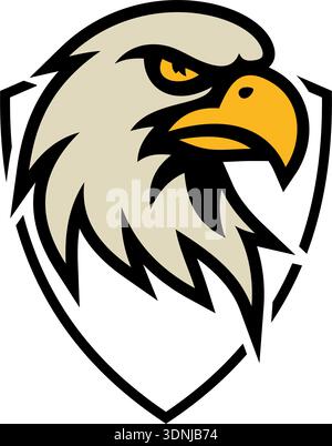 Eagle e Sport Logo Vektor Illustration Design Vorlagen einfaches und modernes Konzept, isoliert auf weißem Hintergrund Stock Vektor