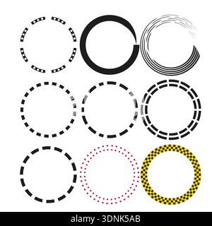 Dekorative Kreisränder. Rundrahmenkollektion. Creative Ring Vektor. Verzieren Sie kreisförmige Elemente. Stock Vektor