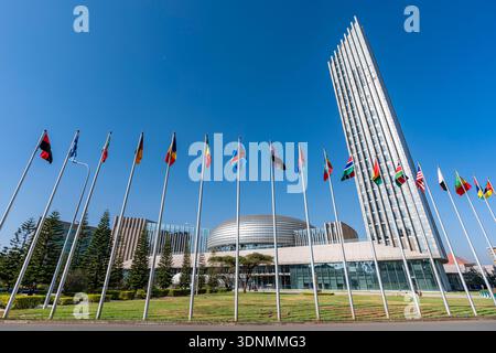 Addis Abeba. Februar 2026. Dieses Foto vom 11. Februar 2026 zeigt das Hauptquartier der Afrikanischen Union (AU) in Addis Abeba, Äthiopien. Die 48. Ordentliche Sitzung des Exekutivrats der AU begann am Mittwoch im Hauptsitz der AU in Addis Abeba, der Hauptstadt Äthiopiens. Quelle: Xie Jianfei/Xinhua/Alamy Live News Stockfoto