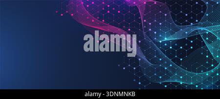 Abstraktes Konzept für digitale Blockchain-Cube-Blöcke. 3D Big Data Cubes Quantencomputertechnologie Idee. Design von Datenkernwürfeln mit künstlicher Intelligenz Stockfoto