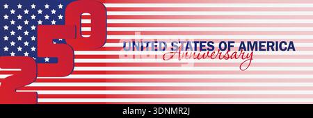 USA 250 Jahre Jubiläum Banner Vorlage Vektor Illustration Stock Vektor