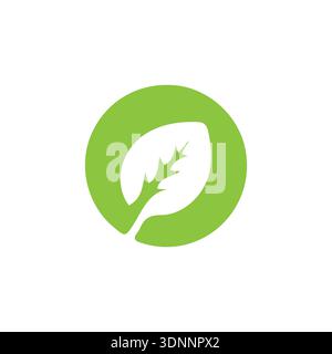 Blattsilhouette im grünen Kreis, Bio-Symbol, umweltfreundliches Logo, Naturdesign, Blattsymbol im Kreis Stock Vektor