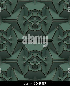 Eine fesselnde 3D-Illustration mit geometrischen Mustern mit auffälligen Linien und komplizierten Designs in symmetrischer Anordnung. Ideal für moderne Kunst, d Stockfoto