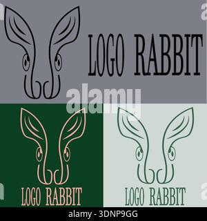 Niedliches Rabbit-Logo, Ein charmantes und verspieltes Kaninchen-Logo, das Agilität, Unschuld und Kreativität repräsentiert. Perfekt für Kindermarken, Tiergeschäfte, Stock Vektor
