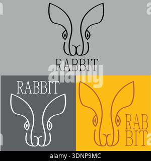 Niedliches Rabbit-Logo, Ein charmantes und verspieltes Kaninchen-Logo, das Agilität, Unschuld und Kreativität repräsentiert. Perfekt für Kindermarken, Tiergeschäfte, Stock Vektor