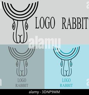 Niedliches Rabbit-Logo, Ein charmantes und verspieltes Kaninchen-Logo, das Agilität, Unschuld und Kreativität repräsentiert. Perfekt für Kindermarken, Tiergeschäfte, Stock Vektor