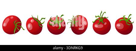 Rote Kirschtomaten aus verschiedenen Blickwinkeln Stock Vektor