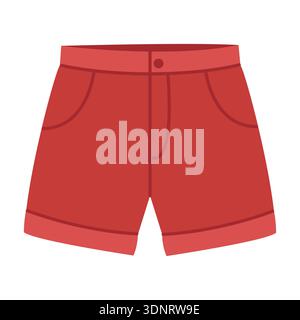 Rote Shorts. Sommerbekleidung. Flache Vektorillustration isoliert auf weißem Hintergrund. Stock Vektor