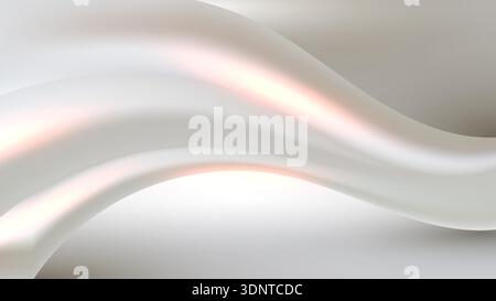 Abstrakter 3D Fluidwellenhintergrund mit elegantem weißen Seidenfluss und weicher Perlenstruktur minimalistische Kurven und sanftes rosa Licht für modernes Luxusdesign Stock Vektor