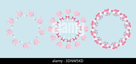 Valentine's Wreath Trio Hearts Lutscher Stock Vektor