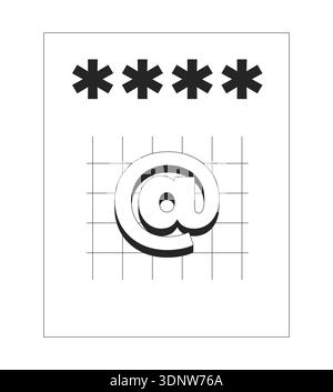 E-Mail-Kennwortcodeblatt 2D-Zeilenobjekt Stock Vektor