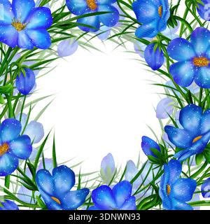 Quadratischer Rahmen mit Leberblüte, Leberkraut, Pflanze, blühende Leberblüte mit grünen Blättern Stockfoto