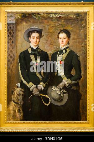 Kunstwerk der Zwillinge: „The Twins“ ist ein berühmtes Porträt aus dem Jahr 1876, das der präraffaelistische Künstler John Everett Millais auf Leinwand trägt. Cambridge. UK. (140) Stockfoto