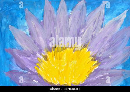 Aquarellmalerei einer Blume mit violetten Blüten. Stockfoto