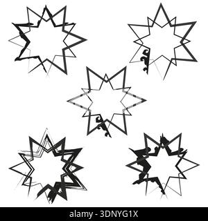 Blütenstern. Farbenfroher Radialkranz. Vektorbotanisches Ornament. Dekoratives helles Emblem. EPS 10. Stock Vektor