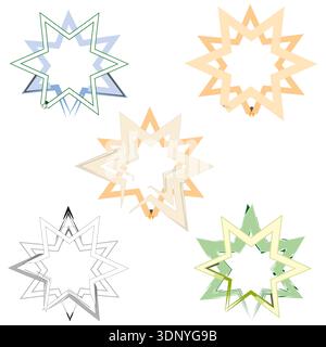 Pastellfarbene Sternumrisse. Empfindliche Vektorformen. Weiche farbige Symbole. Minimale Sternensymbole. EPS 10. Stock Vektor
