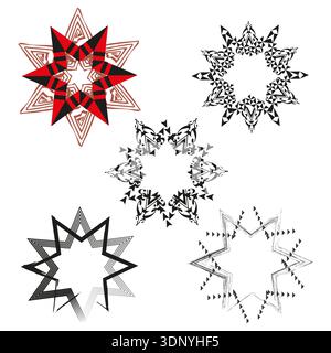 Roter, auffälliger Stern. Intensiver Farbfokus. Festliche Burst-Symbol. Vektorgrafik Stock Vektor