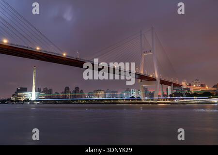 Sonnenuntergang über der Nanpu-Brücke Stockfoto
