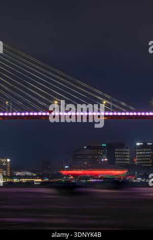 Sonnenuntergang über der Nanpu-Brücke Stockfoto
