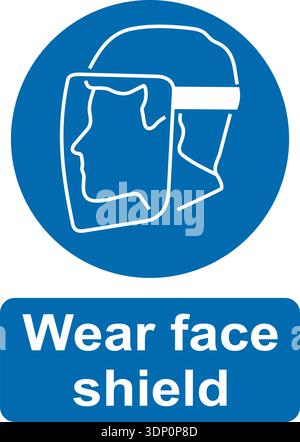 Blaue und weiße kreisförmige Vektorgrafik des Verschleißschutzschildes, obligatorisches Warnschild Stock Vektor