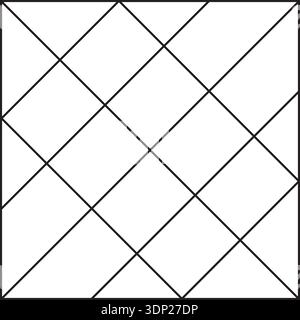Quadratisches Rasterlayout mit fünf diagonalen Linien und drei reflektierten diagonalen Linien. Stock Vektor
