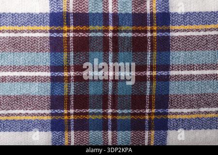 Farbenfroher Herbst karierter gestrickter Hintergrund Nahaufnahme Makro Stockfoto
