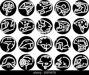 Helme für Sport und Outdoor-Aktivitäten im Set Stock Vektor