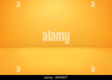 Leerer gelber Studioraum, weicher Limbo-Lichtschatten. Architekturhintergrund, Produktpräsentationsszene. Mockup, Ausstellung, Werbebanner. Realistische 3D-Vektordarstellung. Stock Vektor