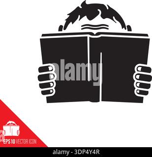 Junge liest ein Buch-Karikatur-Vektor-Glyphe-Symbol für den Internationalen Kinder-Bilderbuchtag am 2. April Stock Vektor