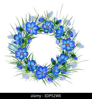 Runder Kranz, Rahmen mit Leberblüte, Leberkraut, Blumenpflanze, geblümtes Leberblatt Stockfoto