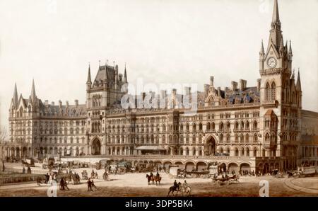 Der Bahnhof St Pancras, ein zentraler Bahnhof in London an der Euston Road im Londoner Stadtteil Camden, 19. Jahrhundert, London, England Stockfoto