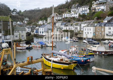 Polperro Harbour an der South Cornwall Coast Stockfoto