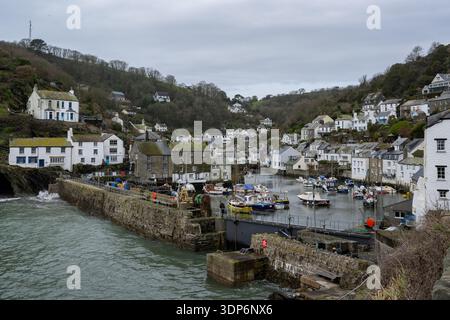 Polperro Harbour an der South Cornwall Coast Stockfoto