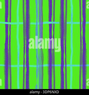 Nahtloses Muster mit handgezeichneten, verschwommenen vertikalen Streifen in modernen Farben. Abstrakter geometrischer Hintergrund in künstlerischen Farbstreifen. Design für Textilien Stockfoto