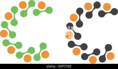 DOT Network Connect Digital Logo Vektor c Letter Logo Stock Vektor