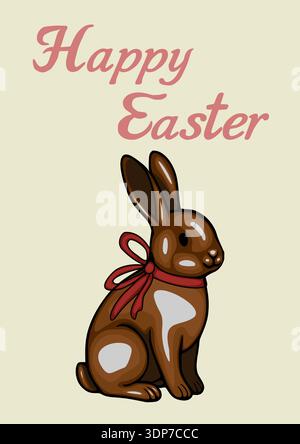 Happy Easter Vector Poster mit einer süßen Schokoladenhase Illustration Stock Vektor
