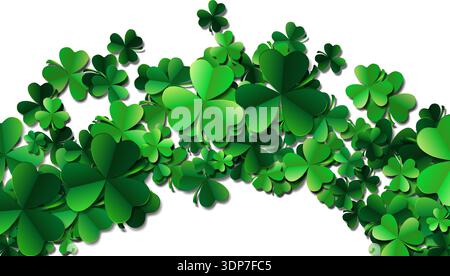 Saint Patricks Tag Hintergrund mit gesprühten grünen Kleeblättern o Stock Vektor