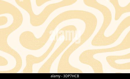 Ein horizontaler minimalistischer Hintergrund mit cremefarbenen und weißen Wellen in einem groovigen Retro-Stil der 70er Jahre mit subtiler Textur. Vektor-Illustration Stock Vektor