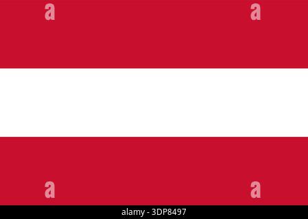 Vektorgrafik der österreichischen Flagge. Bestehend aus zwei horizontalen roten Streifen und einem weißen Streifen in der Mitte Stock Vektor