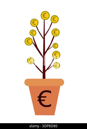 Euro-Baum-Vektor, Geld-Baum-Vektor, Bild, Illustration Stock Vektor